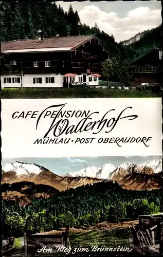 Ak Mühlau Fischbachau Leitzach Oberbayern, Café Pension Wallerhof