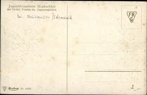 Ak Neuhausen Schwarzwald, Jugendferienheim Monbachtal des Christl. Vereins f. Jugendwohlfahrt