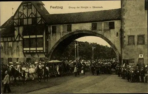 Ak Hamburg, 16. Dt. Bundesschießen 1909, Festzug, Einzug der Königin von Dänemark