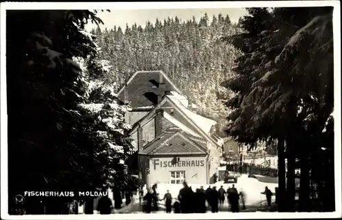 Ak Moldava Moldau Reg. Aussig, Fischerhaus