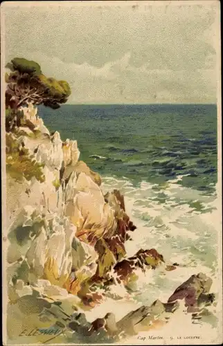 Künstler Litho Lessieux, E., Cap Martin, Cote d'Azur
