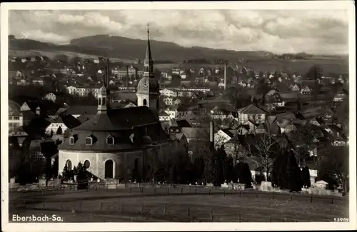 Ak Ebersbach Oberlausitz, Panorama vom Ort