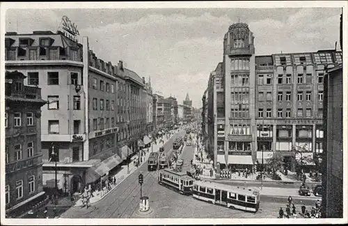 Ak Praha Prag, Graben, Straßenbahn