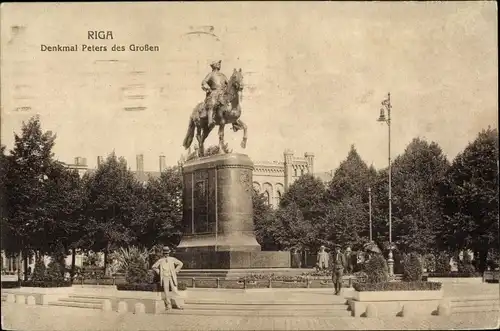 Ak Riga Lettland, Denkmal Peter des Großen
