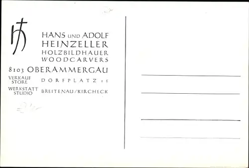 Ak Oberammergau in OberbayernHans und Adolf Heinzeller, Holzbildhauer, Werkstatt