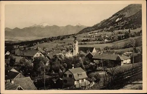 Ak Bad Kohlgrub in Oberbayern, Teilansicht vom Ort, Kirche, Bergkette