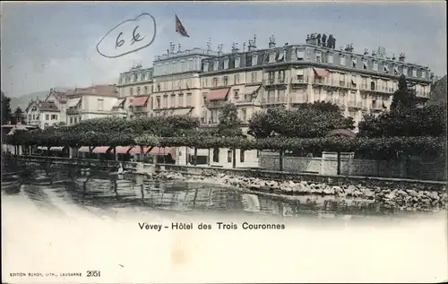 Ak Vevey Kt. Waadt Schweiz, Hôtel des Trois Couronnes