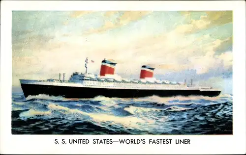 Künstler Ak Dampfschiff SS United States, United States Lines