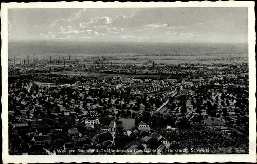 Ak Weil am Rhein, Dreiländereck, Panoramablick auf die Stadt