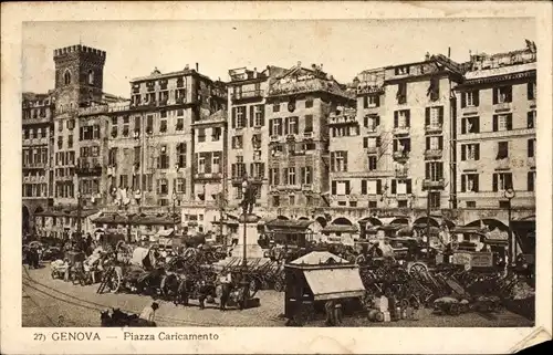 Ak Genova Genua Ligurien, Piazza Caricamento