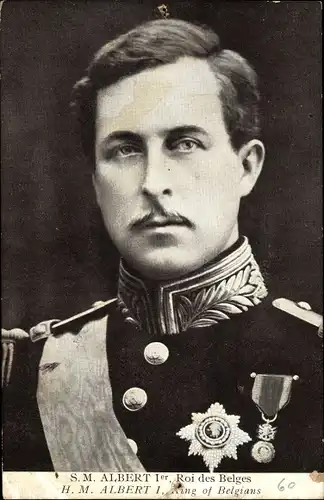 Ak König Albert I. von Belgien, Portrait