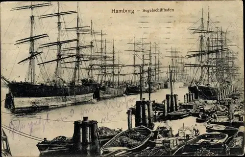 Ak Hamburg, Segelschiffhafen