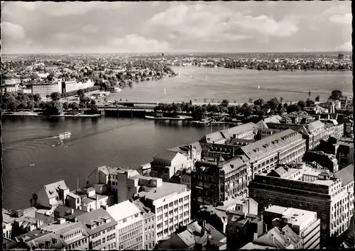 Ak Hamburg, Binnen-und Außenalster vom Jakobiturm