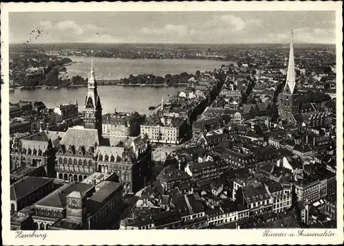 Ak Hamburg, Binnen- und Aussenalster, Stadtübersicht