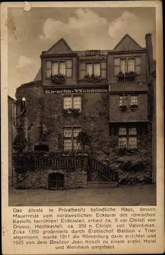 Ak Boppard im Rhein Hunsrück Kreis, Hotel Hömer Burg, Kirschs Weinhaus