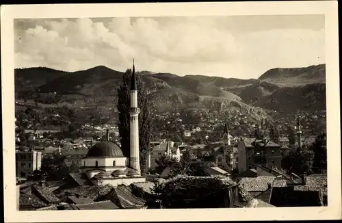 Ak Sarajevo Bosnien Herzegowina, Moschee, Stadtpanorama