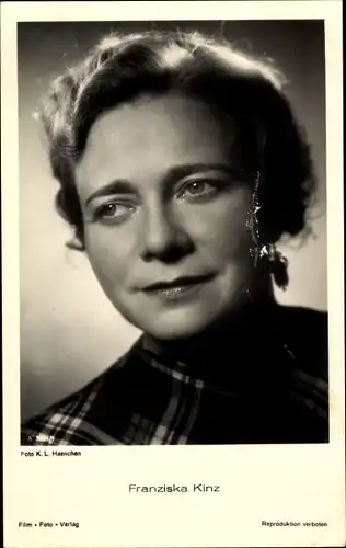 Ak Schauspielerin Franziska Kinz, Portrait