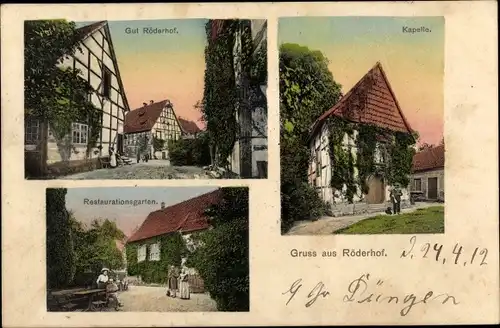 Ak Röderhof Diekholzen in Niedersachsen, Gut Röderhof, Kapelle, Restaurationsgarten