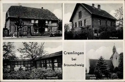 Ak Cremlingen in Niedersachsen, Pfarrhaus, Bienenstand, Kirche, Geschäftshaus