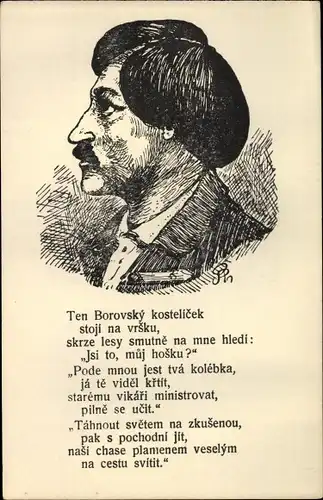 Künstler Ak Ten Borovsky kostelicek stoji na vrsku