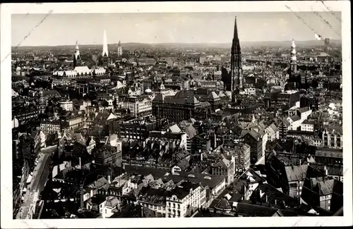 Ak Hamburg Mitte Altstadt, Totalansicht der Stadt, Kirchtürme, Blick vom Turm der Michaeliskirche