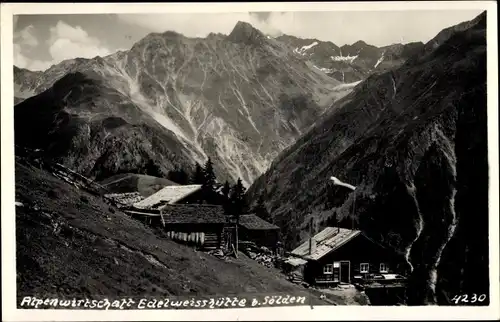 Ak Sölden in Tirol, Alpenwirtschaft Edelweißhütte