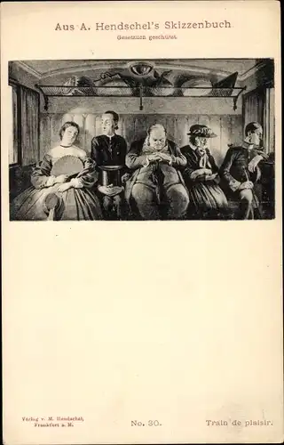 Künstler Ak Hendschel, Albert, Skizzenbuch No. 30, Train de plaisir