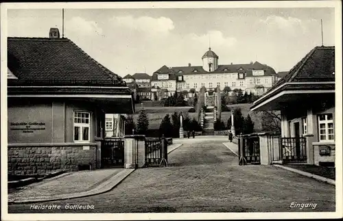 Ak Bad Gottleuba in Sachsen, Heilstätte der Landesversicherungsanstalt, Außenansicht, Eingangstor