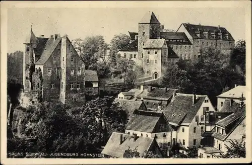 Ak Hohnstein in der Sächsischen Schweiz, Jugendburg, Teilansicht vom Ort