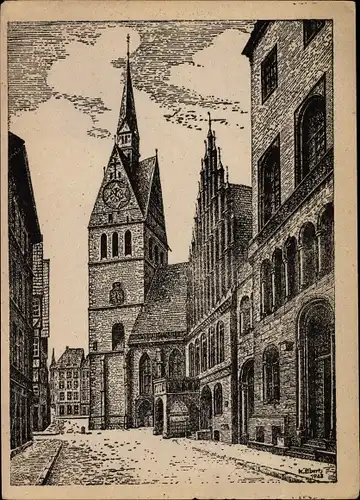 Ak Hannover in Niedersachsen, Marktkirche, Altes Rathaus mit Ratslaube