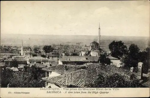 Ak Thessaloniki Griechenland, Vue prise du Quartier Haute de la Ville