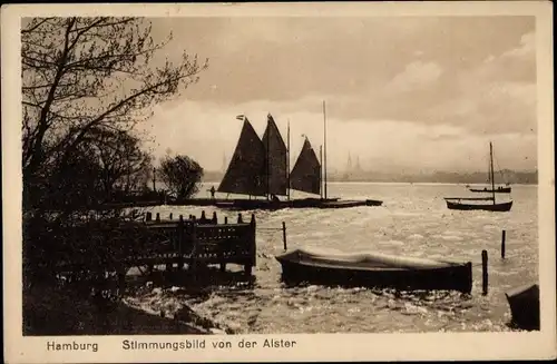 Ak Hamburg Mitte Altstadt, Partie auf der Alster 