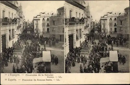 Stereo Ak Spanien, Procesion de la Semana Santa, Prozession in der Karwoche