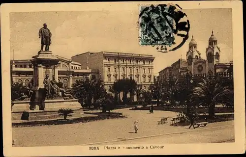 Ak Roma Rom Lazio, Piazza e Monumento a Cavour