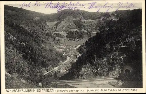 Ak Triberg im Schwarzwald, Totale, Schwarzwaldbahn