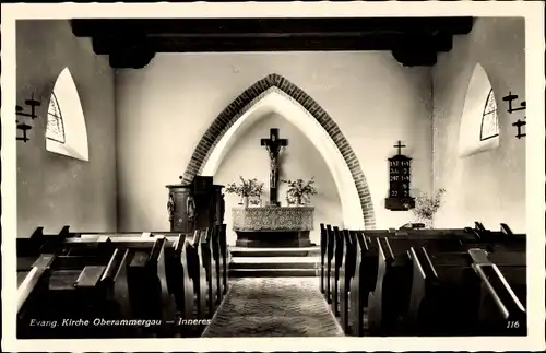 Ak Oberammergau in Oberbayern, Evangelische Kirche, Inneres