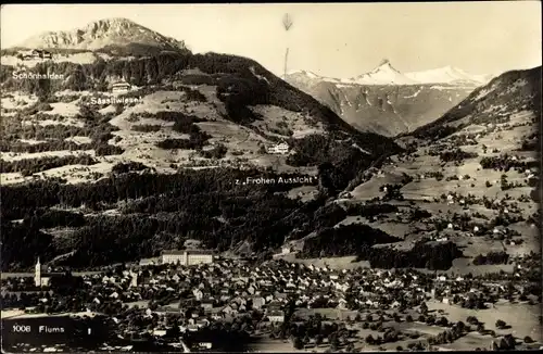Ak Flums Kt. St. Gallen Schweiz, Panorama, Zur Frohen Aussicht, Sässliwiese, Schönhalden