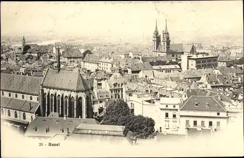 Ak Bâle Basel Stadt Schweiz, Blick über die Dächer der Stadt, Kirchen