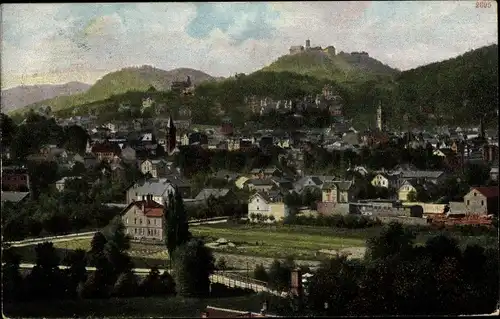 Ak Lutherstadt Eisenach in Thüringen, Teilansicht vom Ort, Kirchen, Wartburg, Hügellandschaft