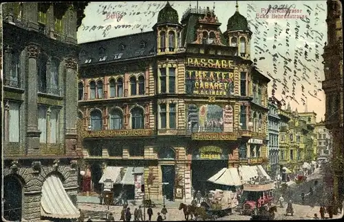 Ak Berlin Mitte, Friedrichstraße Ecke Behrenstraße, Castan's Panopticum, Doppeldeckerbus, Passanten