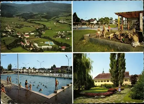 Ak Steiermark Österreich, Freibad Frauental, Sandkasten, Vogelschau