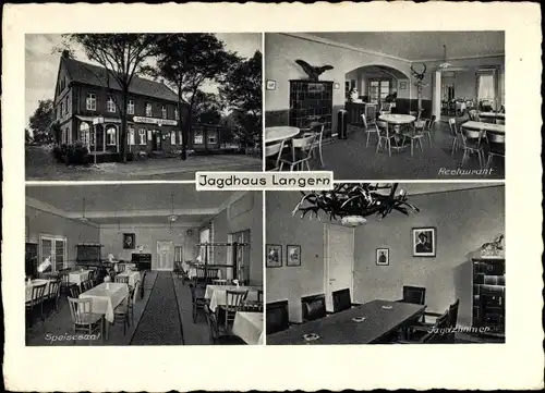 Ak Langern Werne in Westfalen, Jagdhaus, Speisesaal, Restaurant, Jagdzimmer