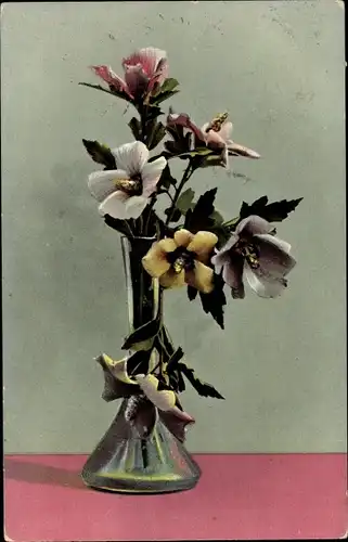 Ak Blumen, Vase, Stillleben