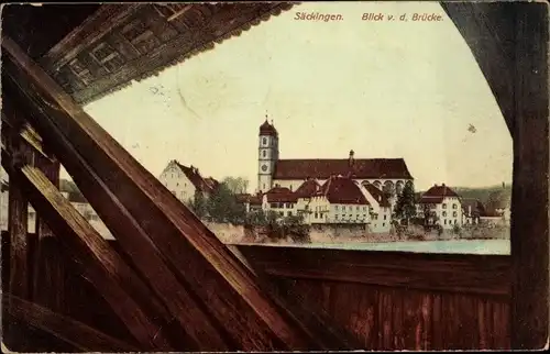 Ak Bad Säckingen am Hochrhein, Blick von der Brücke 