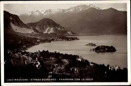 Ak Stresa Borromeo Lago Maggiore Piemonte, Panorama con le Isole