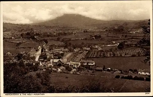 Ak Abergavenny Wales, total view with the Holy Mountain