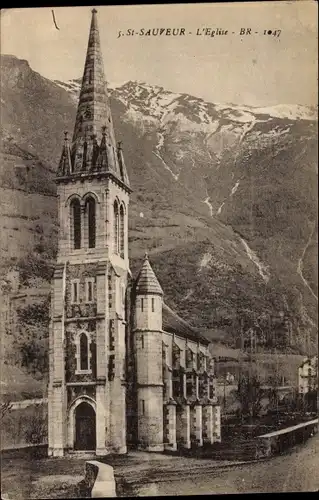 Ak Saint Sauveur les Bains Hautes Pyrénées, L'Église