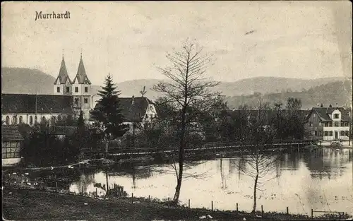 Ak Murrhardt Baden Württemberg, Kirche, Wohnhäuser, Teich