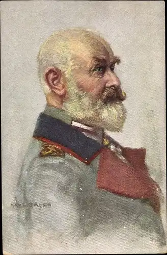 Künstler Ak Bauer, Karl, König Wilhelm II. von Württemberg, Portrait