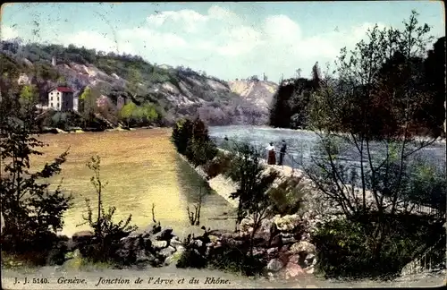 Ak Genève Genf Stadt, Jonction de l'Arve et du Rhone